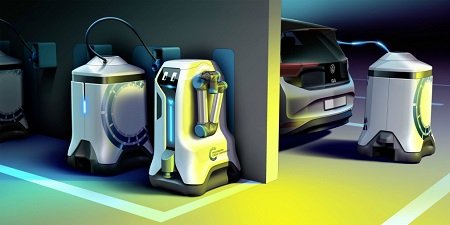 VW показал робота, который подзаряжает электромобили